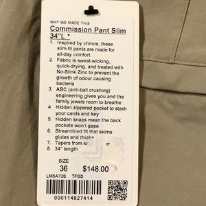 Lululemon Commission Pants 36x34